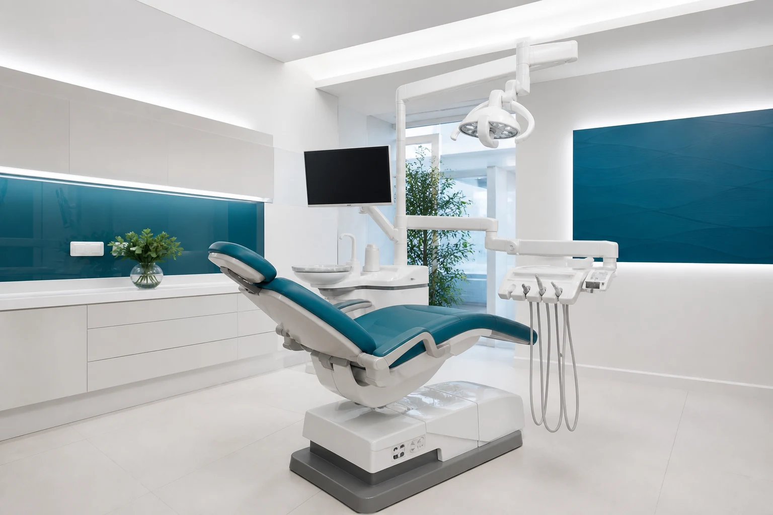 Clean modern dental surgery room prepared for an assessment